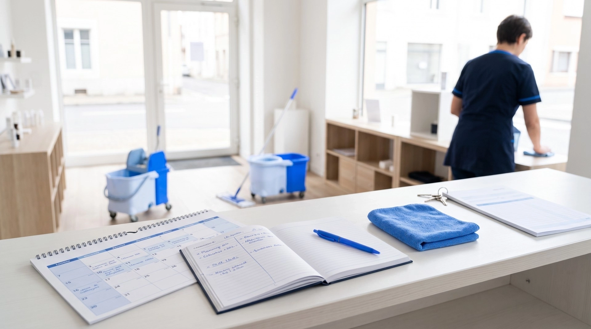 Organisation de l’entretien régulier d’une vitrine de commerce avec un calendrier